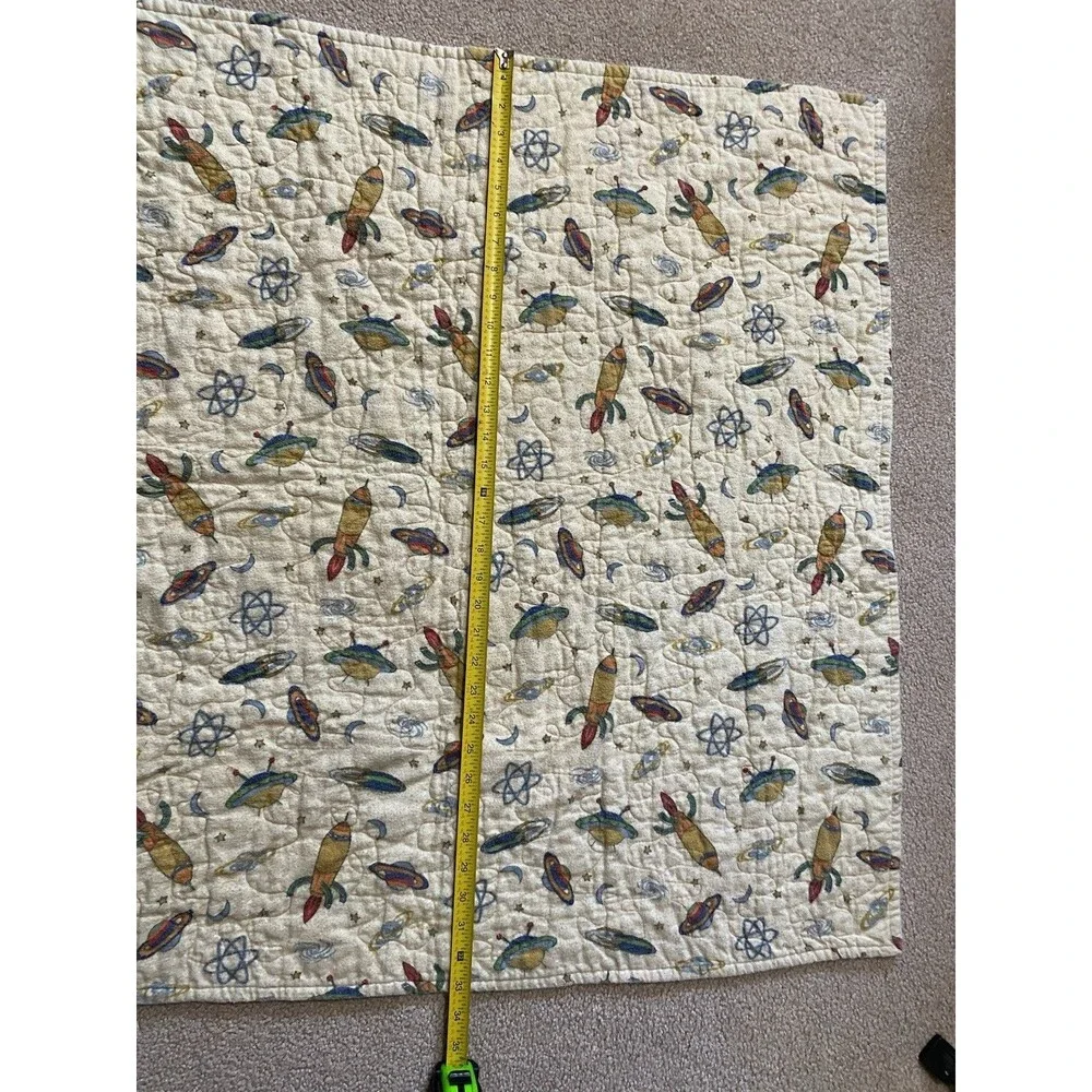 Handmade Reversible Space Rockets Planets Race Cars Baby Quilt